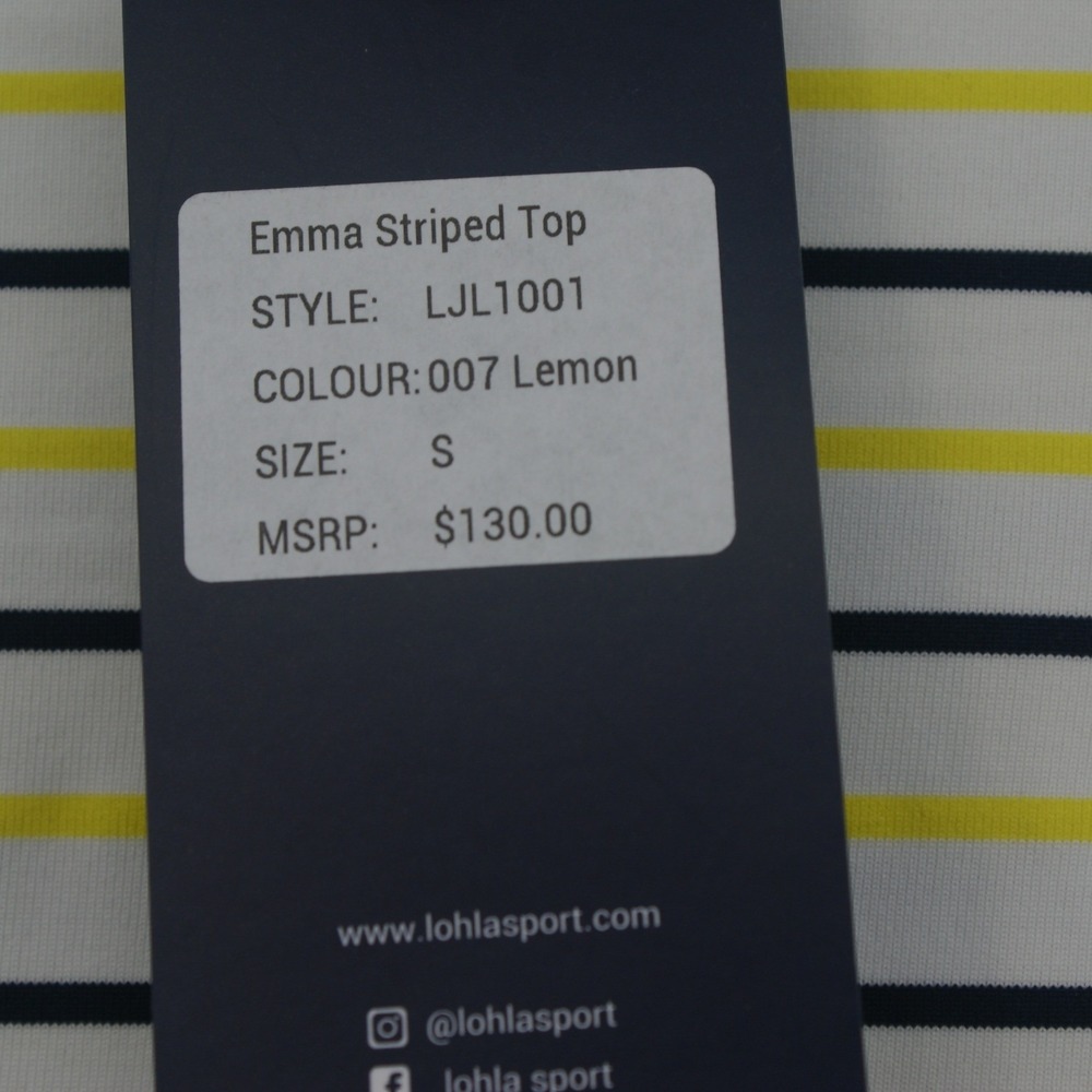 Lohla Sport Emma Striped Top LJL1001 Lemon Navy White Quarter Zip Polo Womens S - Picture 6 of 9